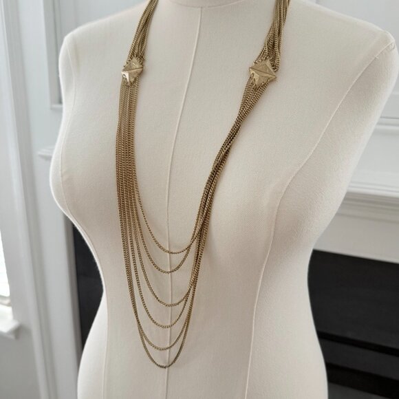 ✨ Vintage Multi-Strand Gold Tone Statement Necklace ✨ - Picture 5 of 10